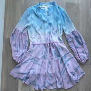 Ombré blue and pink dress with cinch waist - size small